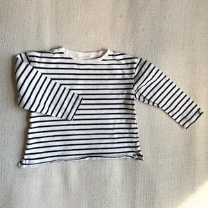 Zara Baby Striped Long Sleeve Shirt 18–24M Black White Breton Top
